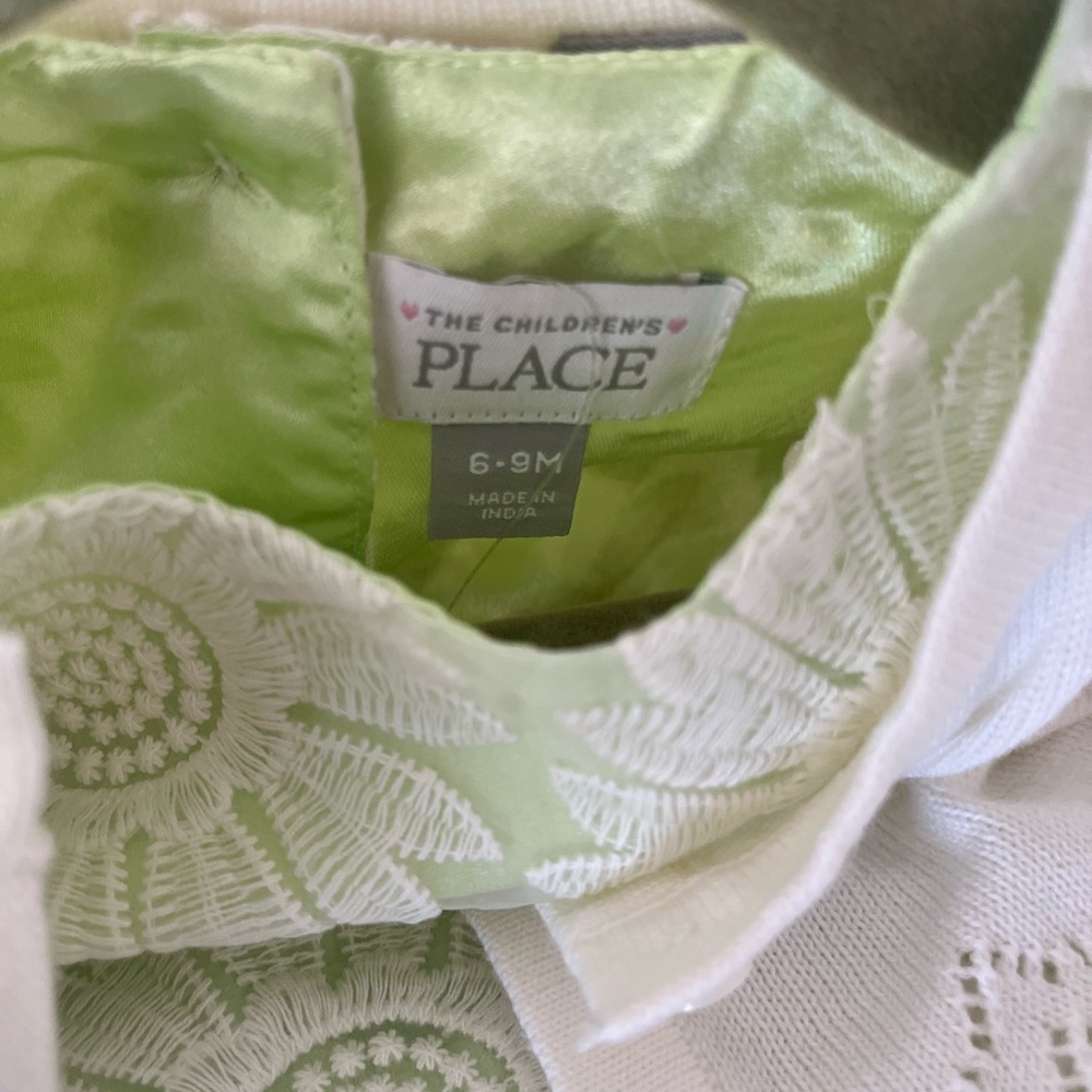 The Children's Place Green and White Baby Dress with Sweater, Headband, Bloomers - Picture 3 of 5